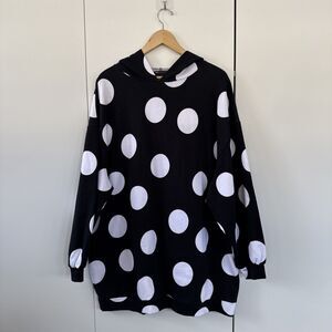 ASOS Designer Oversized Polka Dot Pattern Hoodie Sweatshirt Dress Size 6 Medium